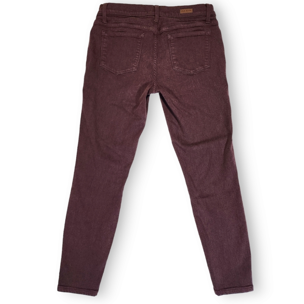 Lila Ryan Burgundy Mid Rise Slim Ankle Jeans Size 27 - Picture 2 of 7